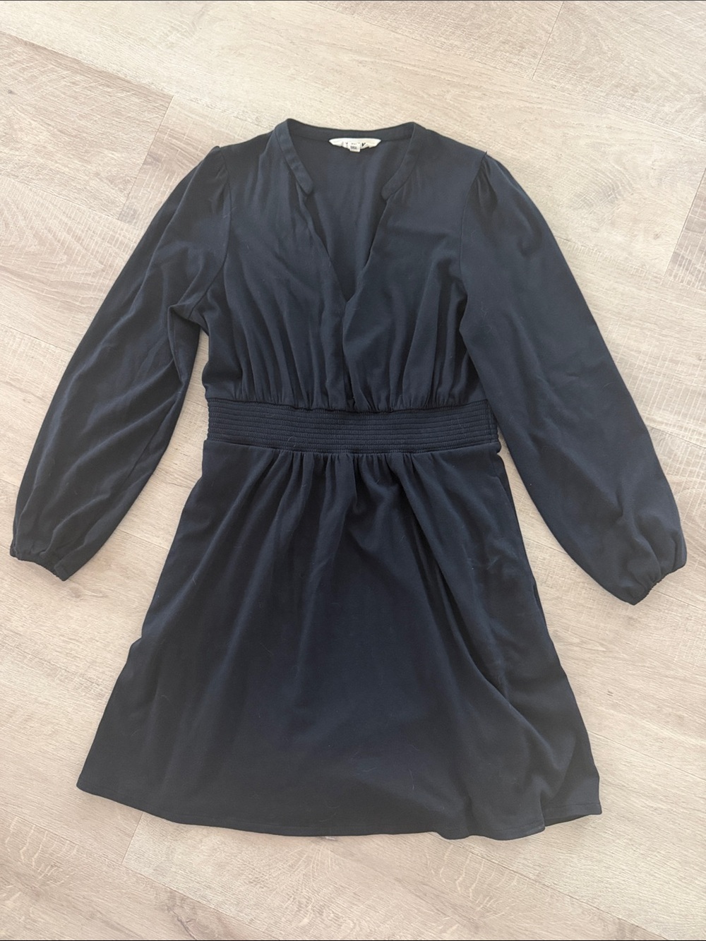 Boden women's black long sleeve jersey dress, size US 8 Petite.